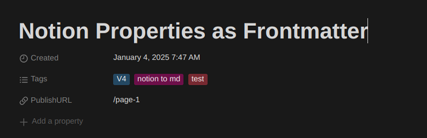 notion page properties for frontmatter